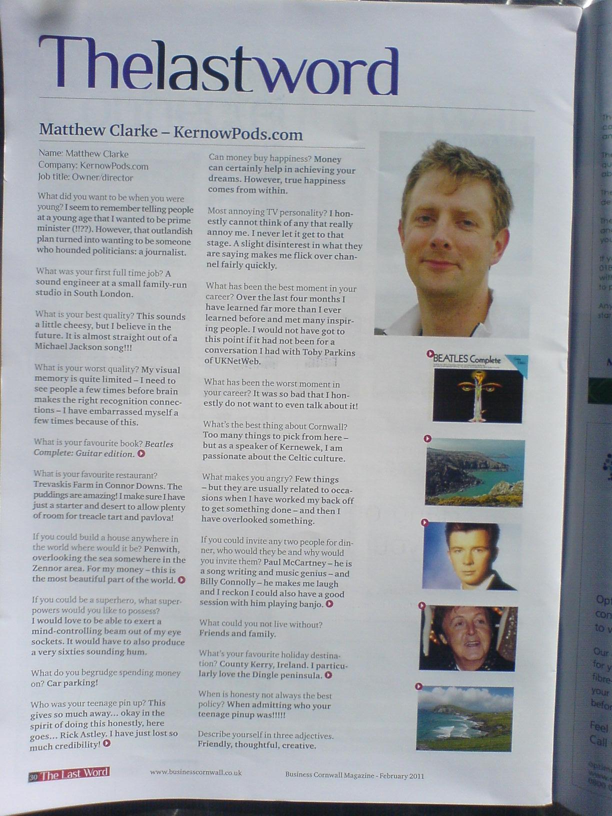 Back Page covers Matthew Clarke